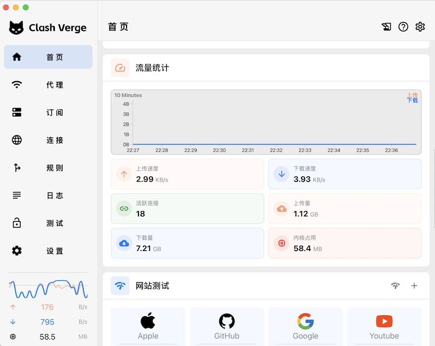 Clash Verge 工作台预览，用于辨认客户端界面